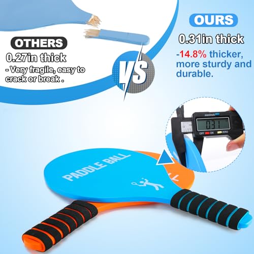 2 Sets Beach Games Toy Paddle Ball Set - Funny Paddleball Rackets Game, Outdoor Sports Toys for Kids Adults Family Games Yard Lawn Party Supplies, Blue Orange, Medium - color: Blue, Orange, size: Medium