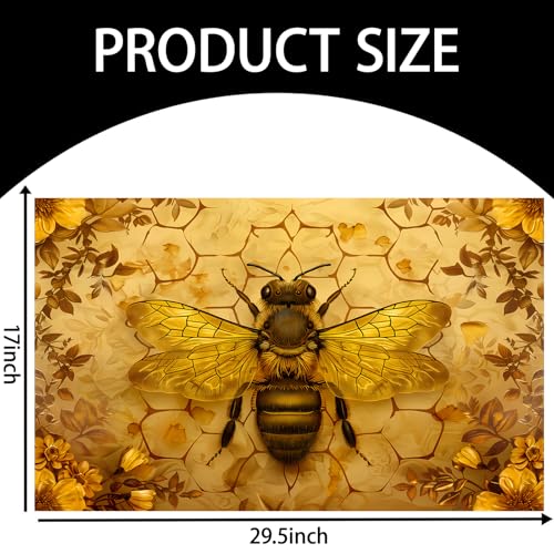 Golden Honeybee Indoor Door Mat for Entryway, 17x29.5 Inch, Bee and Floral Floor Doormat for Home Decor, Non-Slip Rug Mat for Living Room, Kitchen, Bedroom, Gifts for Bee Lovers - color: Color54