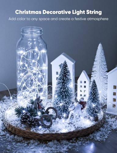 Minetom 12 Pack Fairy Lights Battery Operated String Lights 8 Modes, 7ft 20LED White Waterproof Silver Wire Twinkle Lights, Firefly Starry Moon Lights for Mason Jars DIY Christmas Wedding Party - color: White, size: 12 Pack