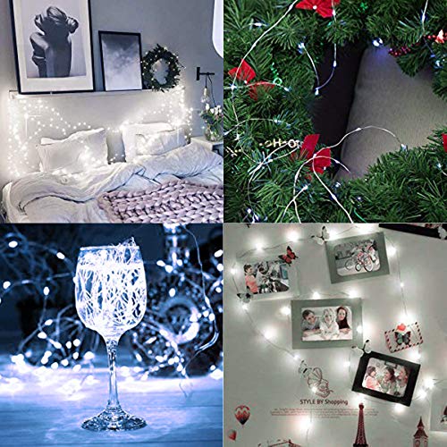 Decute 300LED 99FT Fairy String Lights Christmas Lights Silver Wire with Remote, Firefly Starry Light for DIY Christmas Tree Costume Wedding Party Table Centerpiece Decor Cool White - color: Cool White, size: 300LED