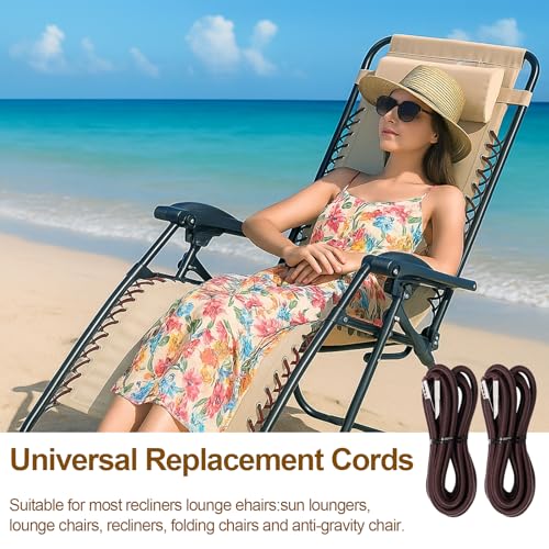 Zero Gravity Chair Replacement Cord,Antigravity Chair Replacement,4 Pack Elastic Cords Repair Tool Kit for Repairing Zero Gravity Chair(Brown) - size: Brown