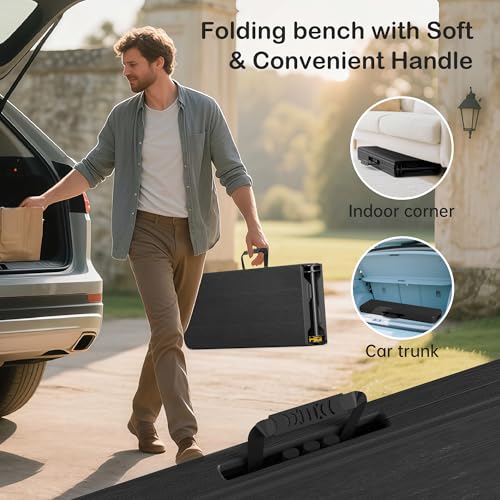 VSOAEIL 6 Foot Folding Bench, Portable Plastic Folding Bench Seat, Foldable Seat for Indoor Outdoor Picnic Camping Dining, Soccer Garden Multipurpose Entertaining Activities, Black, 2 Pack - color: Black, size: 2 Pack