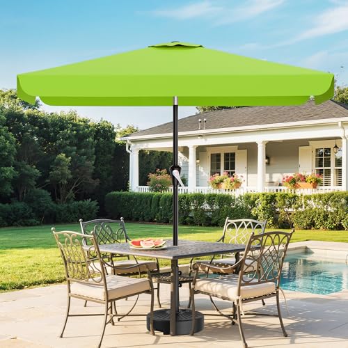 AreShark 6.5 x 10 FT Rectangular Valance Patio Umbrella, Outdoor Umbrella with Tilt and Crank, Market Table Umbrellas W/ 6 Ribs UV Protection for Garden, Deck, Backyard Pool, Apple Green - color: Apple Green, size: 6.5x10 FT