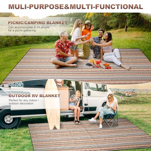 G GOOD GAIN Picnic Blankets Outdoor - Waterproof Outdoor Rug with Shoulder Carry Strap | Machine Washable Picnic Mat with Sandproof Backing for RV, Balcony, Camping, Hiking, Concerts (Orange, 9' x 6') - color: Orange, size: 9'10" x 6'7"