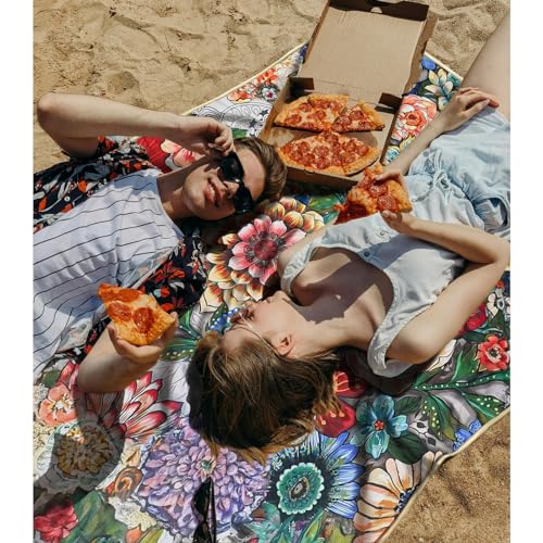 Picnic Blankets Waterproof Large, 80"x 60" Outdoor Beach Blanket Sandproof Foldable Lightweight Portable 3-Layer Camping Mat for Parks,Hiking,Travel,Music Festival,Concerts(Mandala Flowers) - color: Multicolor Mandala Flower, size: 5' x 6'8" (Rectangular)