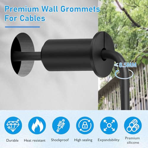 2 PCS Starlink Wall Grommets Kit 1" Silicone Wall Bushing-Waterproof Drywall Tv Cord Pass Through Split Rubber Cable Grommet for Starlink Dishy Ethernet Cables Router (Grey 1-1/4" Height) - color: Grey-2, size: DH 1" HT 1-1/2"