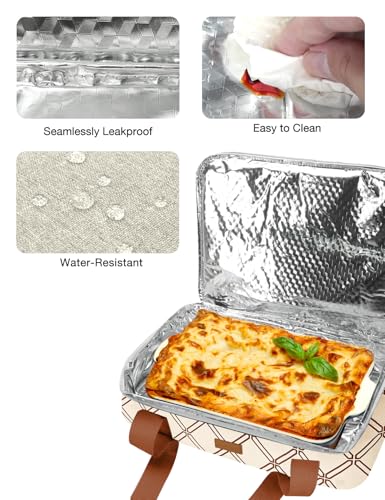 Casserole Carrier Bag, Single Insulated Food Bag, Hot Cold Lasagna Holder Tote for Picnic, Potluck or Travel, Lightweight Picnic Bag - color: Beige-01