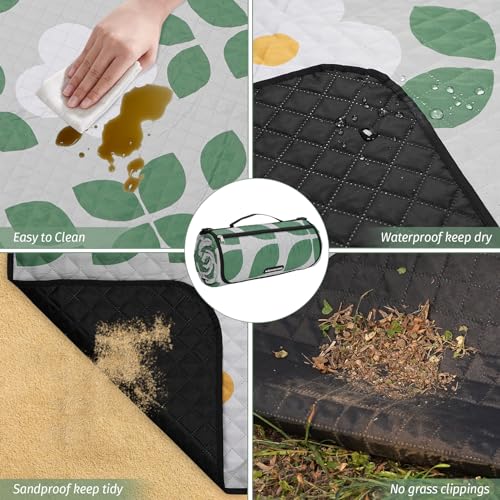 Picnic Blankets Extra Large - Beach Blanket Waterproof Sandproof with Shoulder Strap, Machine Washable, Outdoor Blanket with Stakes for Grass Concert, Park, Lawn,Travel,Spring Summer.Green - color: Green