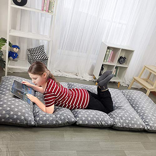 ICOPUCA Floor Lounger Pillow casing for boy Girl, Soft Minky Plush, Arrow Print, Cover/Sleeve/Casing ONLY! Perfect Reading and Watching TV Cushion - Excellent for Sleepovers, King Size; - color: Grey, size: King (Pack of 1)