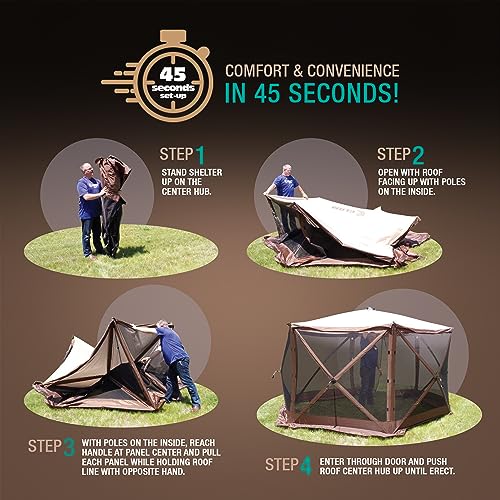 CLAM Quick-Set Pop Up Screen Tent, Venture, 9 x 9 ft, Instant Setup Green Portable Outdoor Gazebo Canopy Shelter, Compact Bug-Free Camping Tent for Backyard, Beach, Tailgating - Green - style: Green
