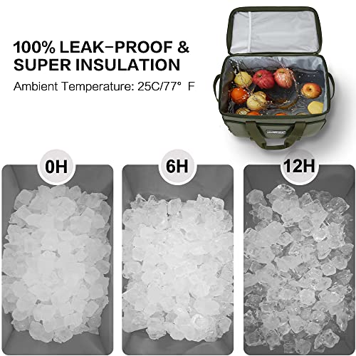 Soft Insulated Cooler Bag Collapsible Large Travel Coolers Soft Sided Coolers Ice Chest, Leakproof, Waterproof - color: green