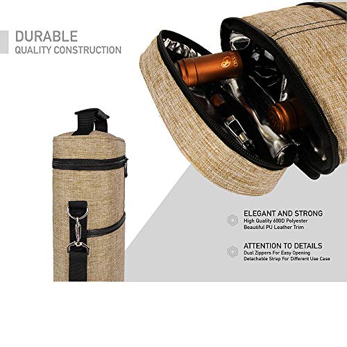 OPUX 2 Bottle Wine Bag Tote Carrier | Leakproof Insulated Wine Cooler Bag for Travel, BYOB, Picnic | Padded Portable Wine Bottle Bag for Dinner Party, Christmas Gift for Wine Lovers, Women, Men, Taupe - color: Heather Taupe