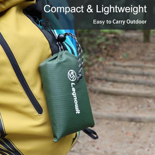 Outdoor Pocket Blanket, 55"x60" Waterproof Foldable Compact Small Pincic Blanket, Ultralight Tarp for Camping, Festival, Beach, Hiking, Backpacking, Travel and More, Stakes Included - color: Army Green, size: 55"*60"