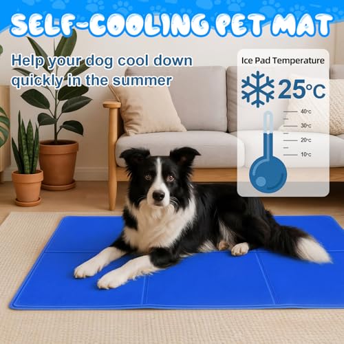 Drydiet 4 Pack Dog Cooling Mat - 23'' X 35'' Solid Gel Self Cooling Mat with Storage Bag Pressure Activated No Refrigeration or Electricity Needed Pet Pad for Dogs & Cats Kennels, Crates, Beds - size: 23'' X 35''
