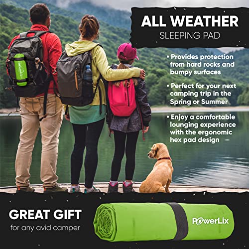 POWERLIX Ultralight Inflatable Camping Sleeping Pad - Camping Mattress Sleeping Mat for Backpacking, Hiking, Compact Lightweight Sleeping Pad for Camping, Inflation Bag/Repair Kit Included - color: Green & Black