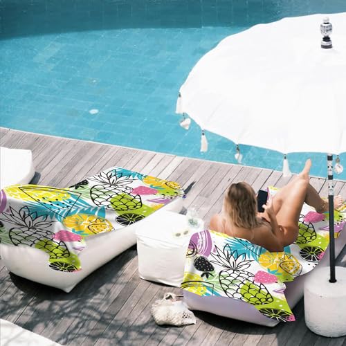 Strawberry Microfiber Beach Towels,Tropical Abstract Pineapple Strawberry and Orange Oversized Absorbent Bath Towels,Soft Quick Dry Thin Camping Towel for Adults Women Men,29.5"×59" - color: Tropical Abstract Pineapple Strawberry and Orange