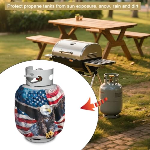 American Eagle Propane Tank Cover Fits Standard 20 lb Tank Cylinde Travel Trailer Propane Covers with Elastic Slip in Gas Cover Water & Wear-Resistant for Outdoor and Indoor Use - color: American Eagle