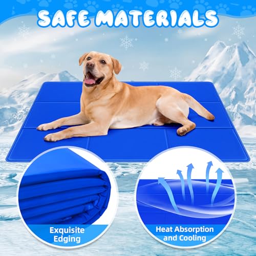 Drydiet 4 Pack Dog Cooling Mat - 47'' X 27'' Solid Gel Self Cooling Mat with Storage Bag Pressure Activated No Refrigeration or Electricity Needed Pet Pad for Dogs & Cats Kennels, Crates, Beds - size: 47'' X 27''