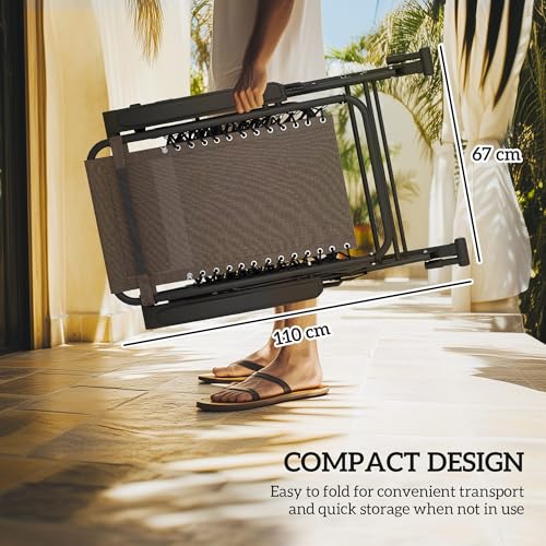 Outsunny Outdoor Rocking Chairs, Foldable Reclining Zero Gravity Lounge Rocker with Pillow, Cup & Phone Holder, Combo Design with Folding Legs, Brown - color: Brown, size: 1 Pack