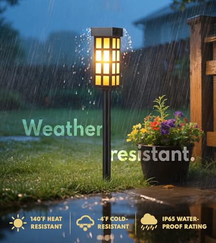 PASAMIC Solar Pathway Lights Outdoor, 24 Inch Tall Solar Landscape Lights, IP65 Waterproof Outdoor Lights, Warm White LED Solar Garden Lights for Yard Patio Lawn Driveway Walkway Path Lighting - color: Black（Acrylic）
