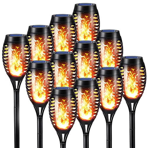 Toodour Solar Torch Flame Lights, 12 Pack Solar Lights Outdoor with Flickering Flame, Waterproof Patio Light Landscape Decoration Lighting for Garden, Lawn, Yard, Outdoor Decorations - color: Warm White, size: 12 Pack