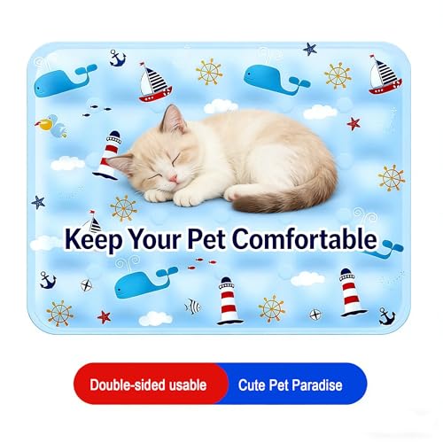 Water Fillable Pet Cooling Mat Pressure-Activated Gel Pad for Dogs & Cats, Scratch-Resistant Summer Cooling Bed (Ocean World (Blue), X-Large) - color: Ocean World (Blue), size: X-Large