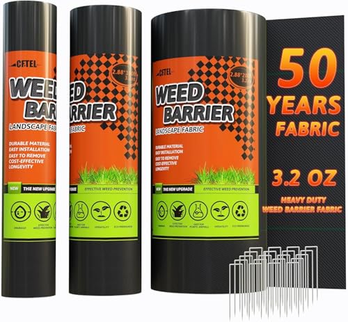 3x100FT Weed Barrier Landscape Fabric Heavy Duty, 3.2oz Durable Geotextile Fabric, Block Gardening Ground Cover Weed Mat, Weed Control Garden Cloth for Landscaping, French Drains, Yard Driveway - size: 3*100ft