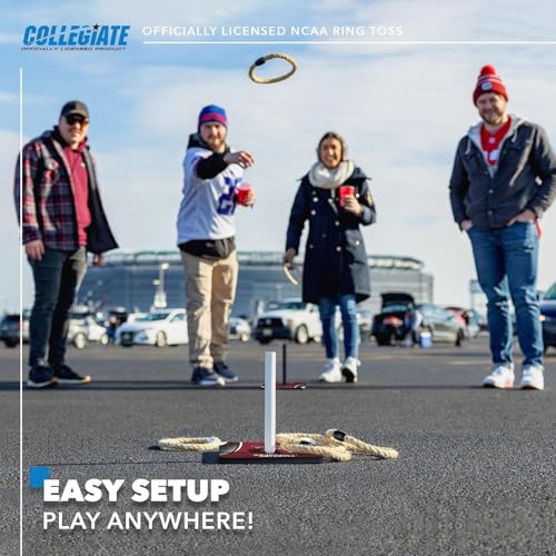 Wild Sports Solid Wood College Quoits Set with Direct Print HD Team Graphics – Tailgate Ring Toss Game – Great Gift for Any NCAA Fan! Ring Toss Outdoor Games for The Beach