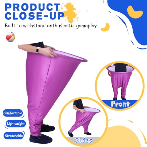 Granny Pants Yard Game Set for Adults, Oversized Granny Pants with 5 Bouncy Balls and 1 Pump, Giant Stretchy Pants, Fun Tossing Games Props for Outdoor Parties, Group Gatherings and Family(Purple) - color: Purple, size: Large