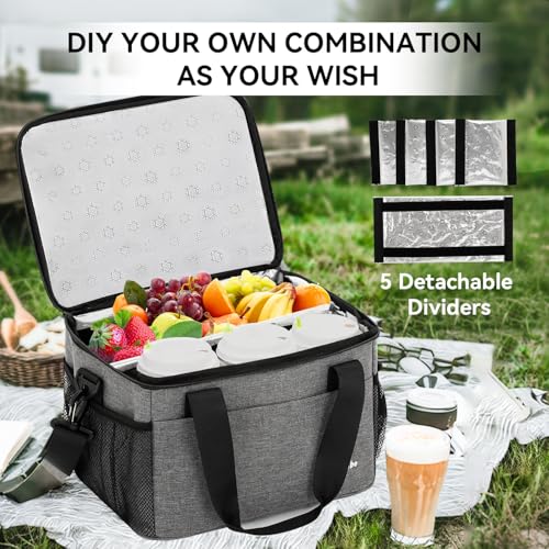 6 Cups Drink Carrier for Delivery, Reusable Cup Holder with Handle, Insulated Collapsible Drink Carrier, Adjustable Dividers, Shoulder Strap, Portable Cooler Tote Bag for Delivery, Travel, Car (Grey) - color: Grey