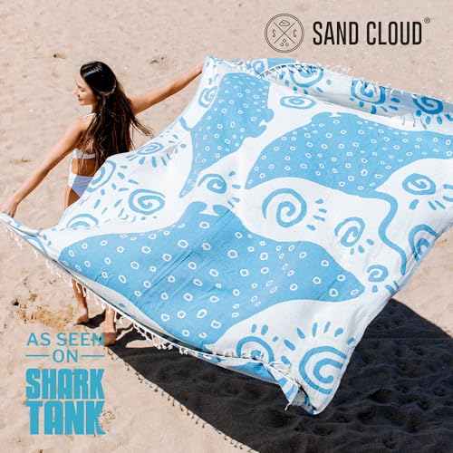 Sand Cloud Extra Large Turkish Beach Towel - Sand Free - 100% Organic Turkish Cotton Yarn - Quick Dry Towel for Beach, Picnic, Blanket or Bath - As Seen on Shark Tank - Marine Life (Manta Ray) - color: Manta Ray, size: X-Large