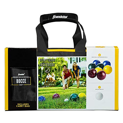 Franklin Sports Bocce Ball Set — 8 All Weather Bocce Balls and 1 Pallino — Beach, Backyard Lawn or Outdoor Party Game — Professional, American, and Starter Set Options - style: Professional