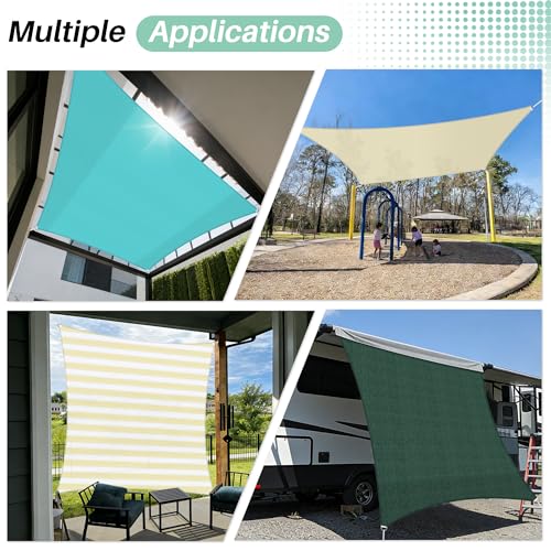 SunnyRoyal Sun Shade Sail 8'x12' Rectangle UV Block Sunshade Canopy Awning Shade Cloth for Outdoor Patio Garden Swimming Pool (Beige)