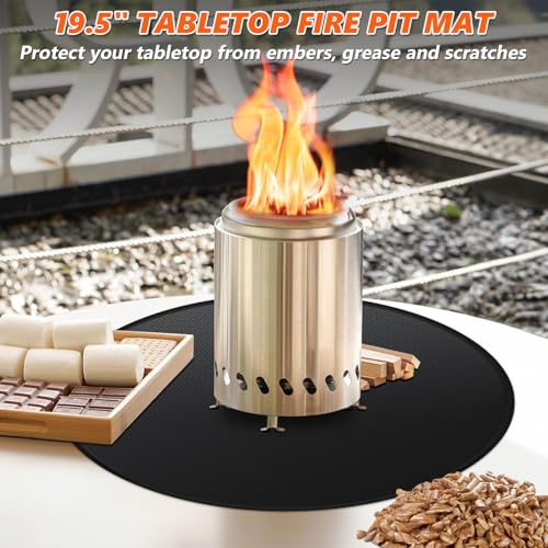 19.5" Fire Pit Mat for Solo Stove Mesa Tabletop Fire Pit, Fireproof Mat for Solo Stove Accessories, Small Under Grill Pad to Protect Your Table, Easy to Clean, Reusable - color: 19.5x19.5 inch
