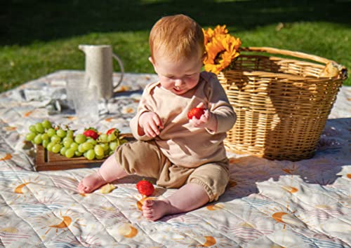Shwally The Picnic Mat - Indoor/Outdoor Rug with Hand-Drawn Designs - Machine Washable, Water Resistant, Durable & Wipeable Material - Foldable & Easy to Carry - Large - style: Sunny Jungle
