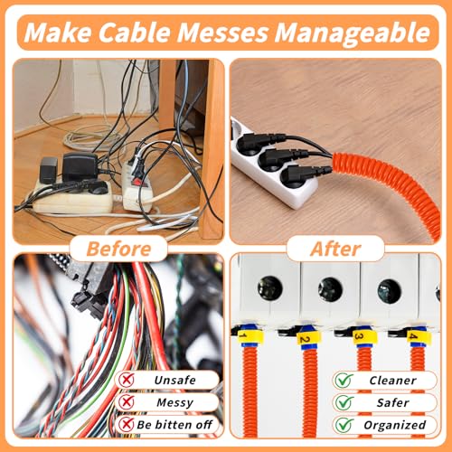250FT Orange Split Wire Loom Tubing, 3/8 Inch Wire Protector Tubing, Automotive Wire Flexible Conduit Cord Covers with 50 Cable Ties for Automotive Marine Agriculture Electrical Cable Protection - color: Orange, size: 3/8in x 250ft