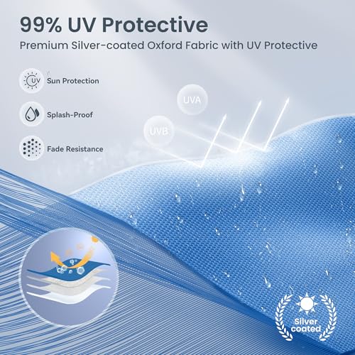 PHI VILLA 13x13 Pop Up Canopy Tent Instant Outdoor Party Canopy Easy One Person Set-up Folding Shelter with Auto Extending Eaves 169 Square Feet of Shade, Blue, Oxford Cloth with Stainless Steel Frame - color: Blue