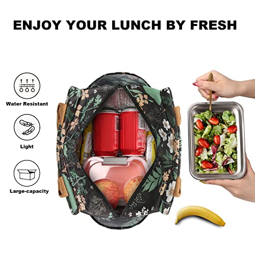Joymee Lunch Bag - Green Leaf, Women's Insulated Reusable Durable Leakproof Large Spacious Cooler Tote for Office, Picnic, Camping - color: 04 Green Leaf