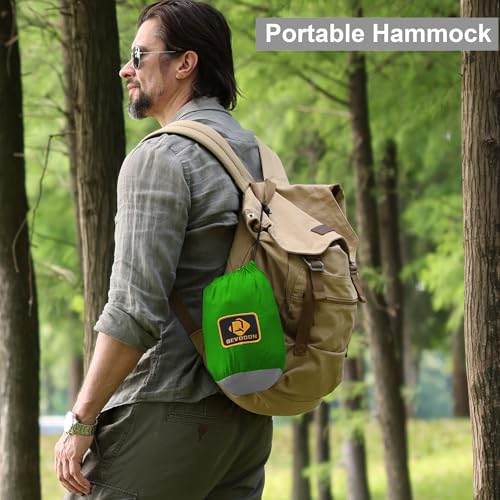 Camping Hammock with Net,Travel Portable Lightweight Hammocks with Tree Straps and Solid D-Shape Carabiners,Parachute Nylon Hammock for Outsides Backpacking Beach Backyard Patio Hiking - color: Green & Grey, size: Large