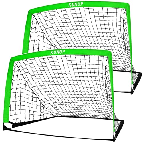 2 of 5×3 6x4 9x5 FT Portable Kids Soccer Goals Set, Foldable Soccer Practice Nets for Backyard with Carrying Bag for Toddler Youth Pop Up Soccer Training Equipment Indoor Outdoor Sports Game Gift - color: Green, style: 5x3FT