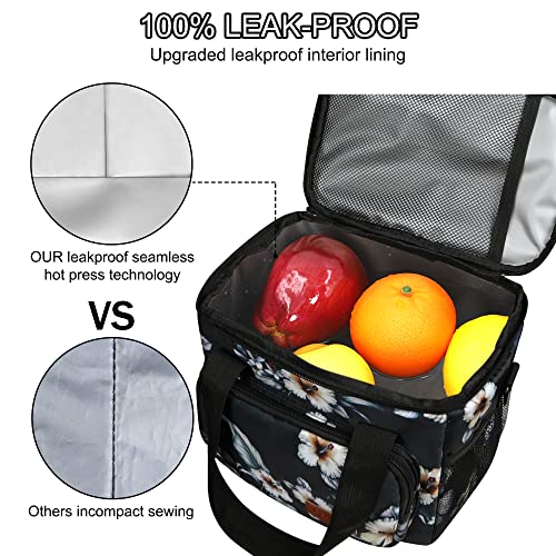 Femuar Lunch Bags for Women/Men, Insulated Lunch Bag for Work Office Picnic - Lunch Cooler Bag Leakproof Lunch Box with Adjustable Shoulder Strap - Hibiscus - color: Hibiscus, size: Medium Size