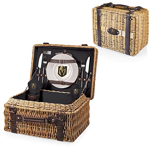 PICNIC TIME NHL Unisex-Adult NHL Champion Picnic Basket for 2, Large Wicker Picnic Set with Cutlery Service Kit - size: 15.8 x 12.0 x 7.5