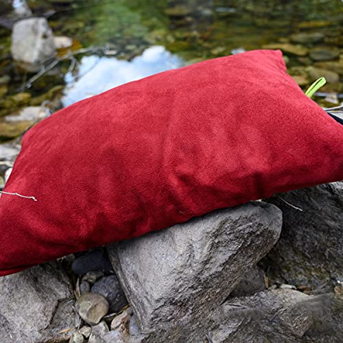 ZOOOBELIVES Down Filled Camping Pillow for Travel, Washable Soft Cover, Small Camp Cushion for Neck & Lumbar Support On-The-Go, Ultralight & Compressible for Hiking Backpacking - AlpliveS2046 - color: Red Dahlia