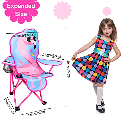 KABOER Kids Outdoor Folding Lawn and Camping Chair with Cup Holder and Carrying Bag, Children's Camping Chairs - color: Flamingo
