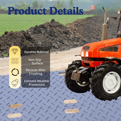 2 Pack 2'x4' Ground Interlocking Protection Mats, Ergonomic Portable Handles, High Load Capacity Ground Mats for Lawn, Dirt