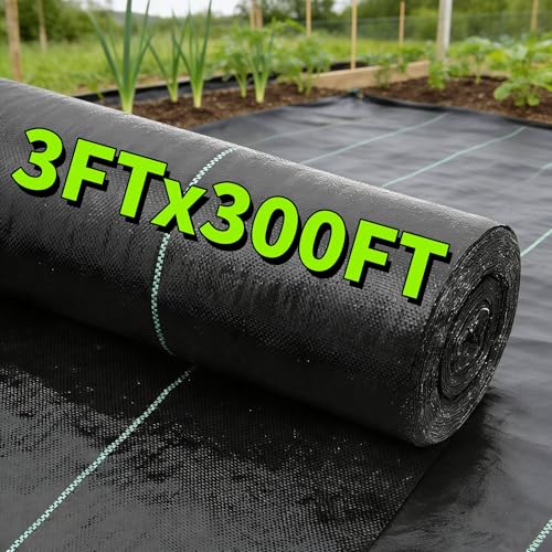 AMAGABELI GARDEN & HOME 3ft x 300ft Weed Barrier Landscape Fabric 3.2oz Plastic Garden Cloth Heavy Duty Weed Control Blocker Mat Gardening Ground Cover Woven Geotextile Fabric Driveway Underlayment - size: 3.2oz-3x300ft