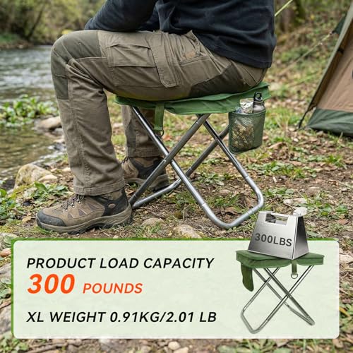 Camping Stool with Shoulder Strap,Ultralight Collapsible Handbag Style Stool,Pocket Portable Chair for Camping Travel Fishing Hiking Beach Backpacking Gardening Picnics-XL(Green) - color: Green, size: X-Large