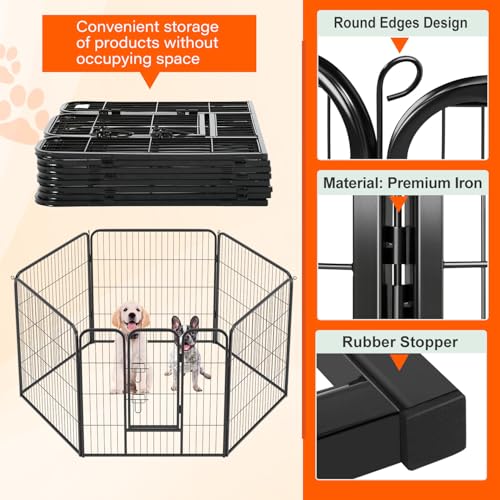 FDW Dog Playpen Dog Pen Dog Kennel 6 Panels 32 Inch Height Indoor Outdoor Folding Metal Portable Puppy Exercise Pen Heavy Duty Dog Fence for Yard Camping,Black - style: 6 Panels