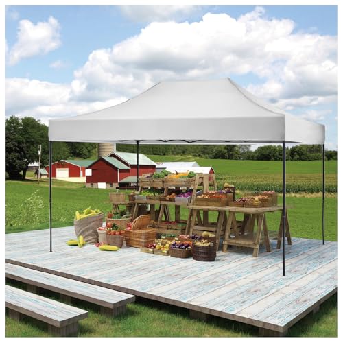 AMERICAN PHOENIX 10x15 Pop Up Tent Canopy Easy Portable Commercial Instant Canopies Outdoor Market Shelter (White, 10'x15' (Black Frame)) - color: White