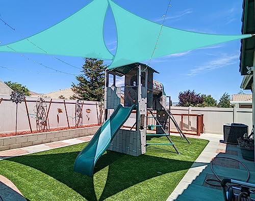 Coarbor 2' x 2' x 2' Sun Shade Sail Canopy Sunshade Outdoor Heavy Duty Triangle Fabric Cloth Screen for Patio Garden Yard Deck Pergola Canopy (Turquoise) - color: Turquoise, size: 2'x2'x2'